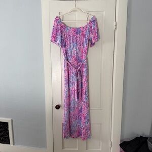 Lilly Pulitzer Moriah Off the Shoulder Midi - Raz Berry Sea You Soon